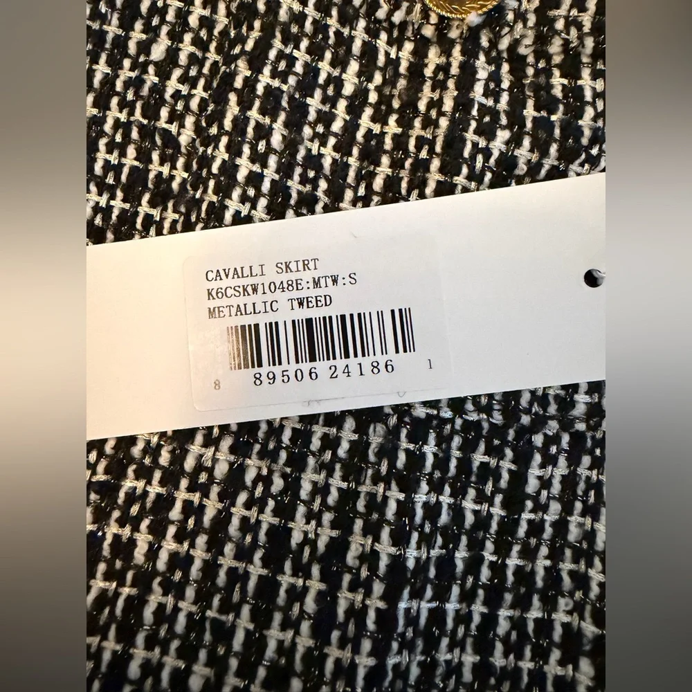 bishop + young Cavalli Metallic Tweed Mini Skirt Size Small